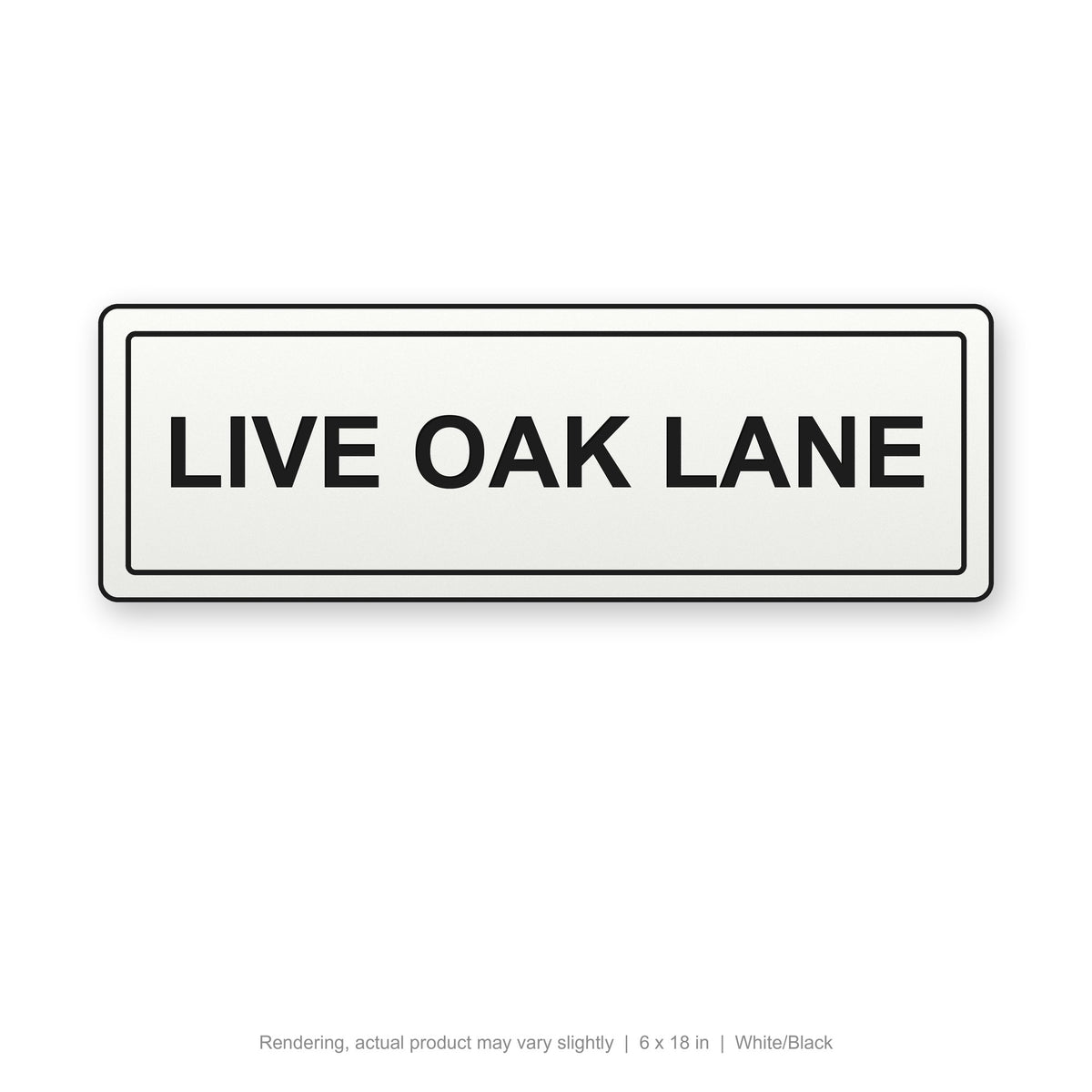 Routed Slim Sign, 6 x 18 in, White/Black (rendering)