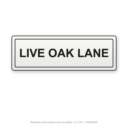 Routed Slim Sign, 6 x 18 in, White/Black (rendering)