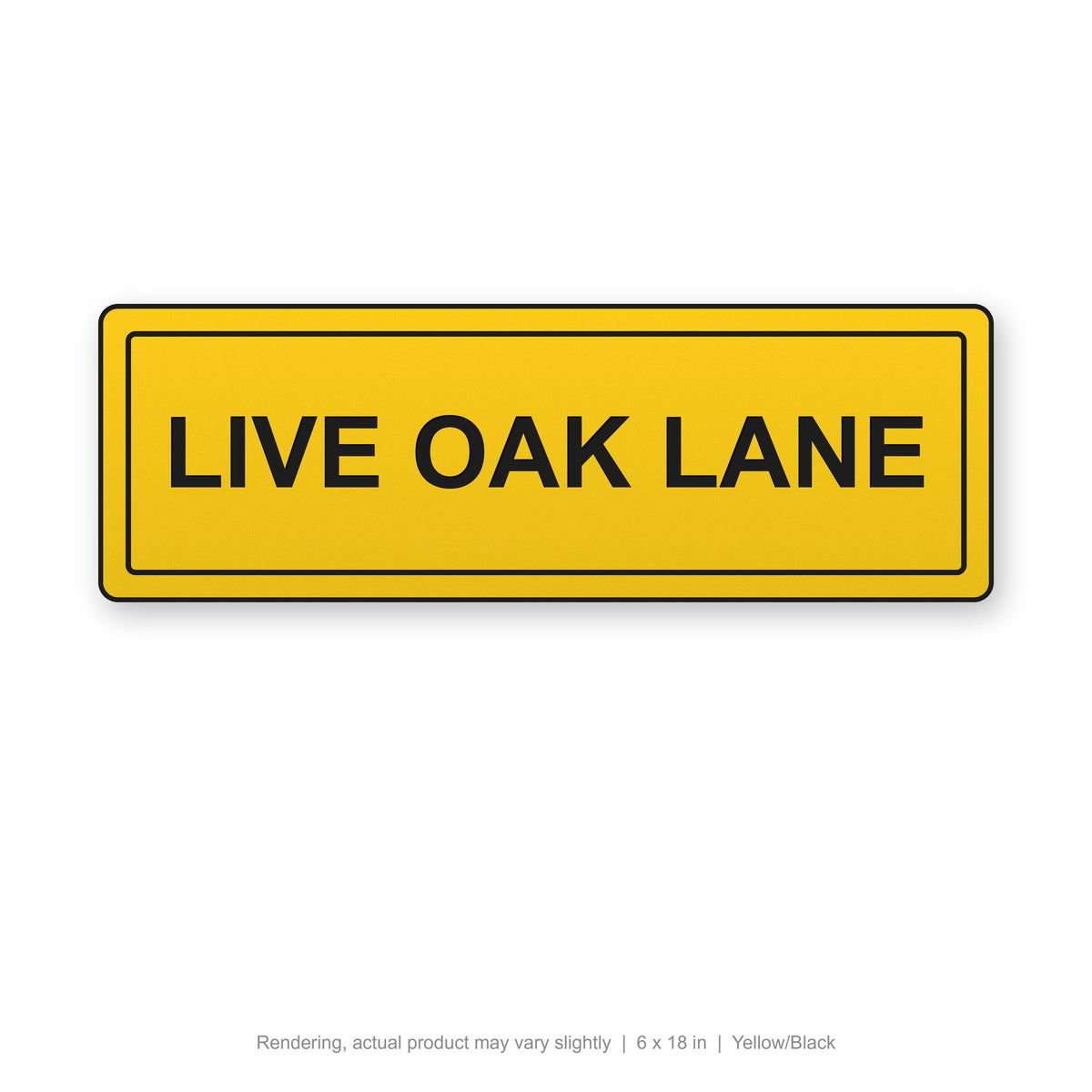 Routed Slim Sign, 6 x 18 in, Yellow/Black (rendering)