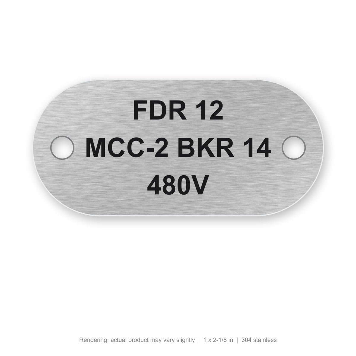 Laser-Marked Stainless Steel Cable Tag (304 or 316), 1 x 2-1/8 in, 304 stainless (rendering)