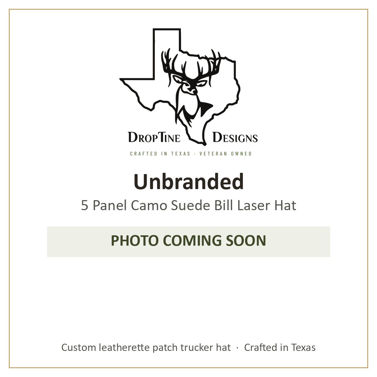 Photo coming soon: Unbranded 5 Panel Camo Suede Bill Laser Hat