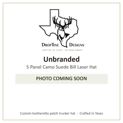 Photo coming soon: Unbranded 5 Panel Camo Suede Bill Laser Hat