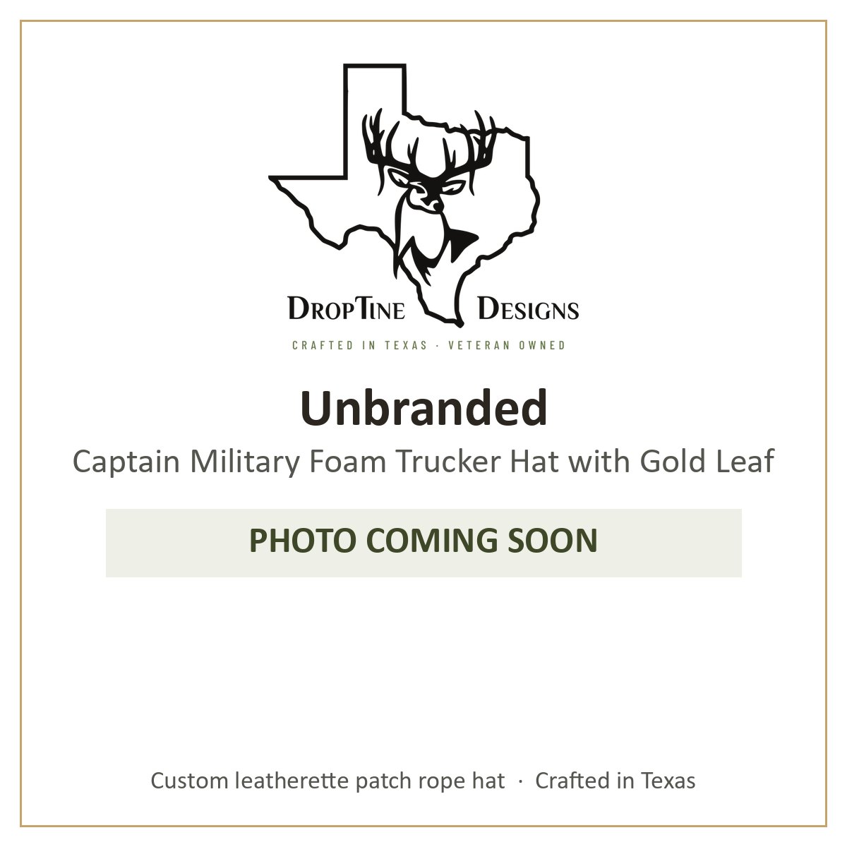 Photo coming soon: Unbranded Captain Military Foam Trucker Hat with Gold Leaf