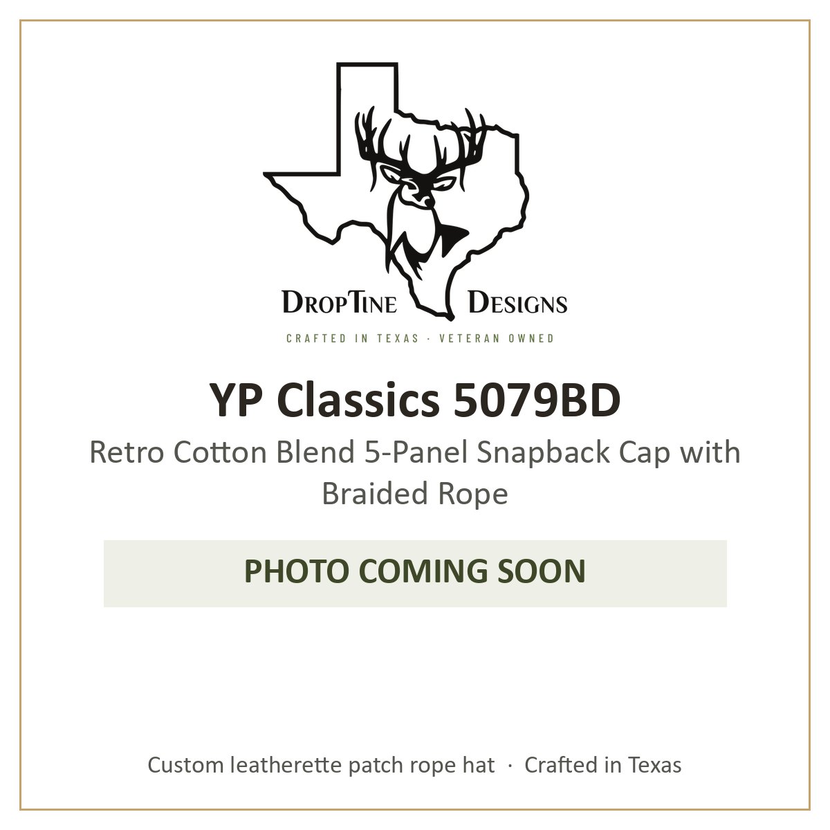 Photo coming soon: YP Classics 5079BD Retro Cotton Blend 5-Panel Snapback Cap with Braided Rope