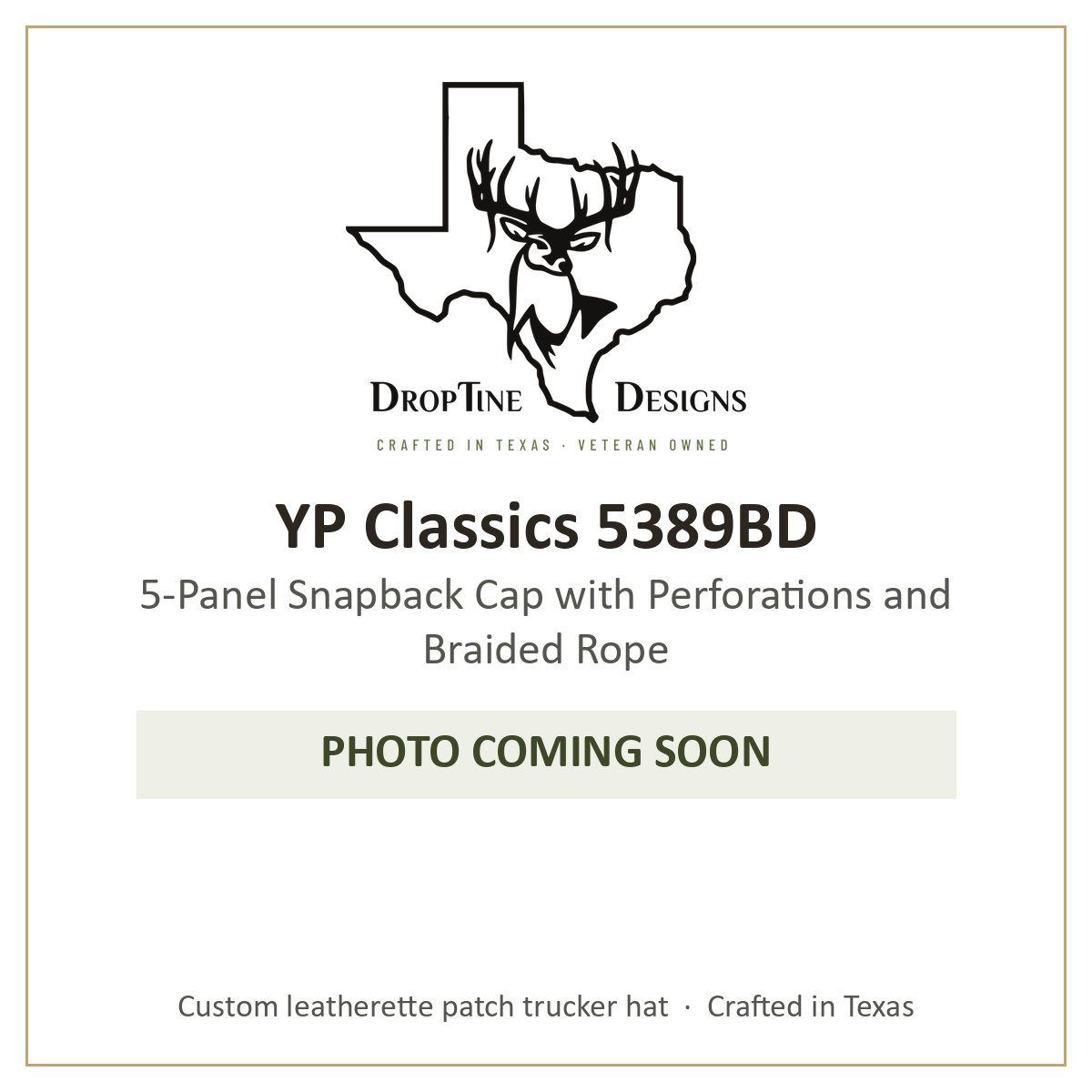 Photo coming soon: YP Classics 5389BD 5-Panel Snapback Cap with Perforations and Braided Rope