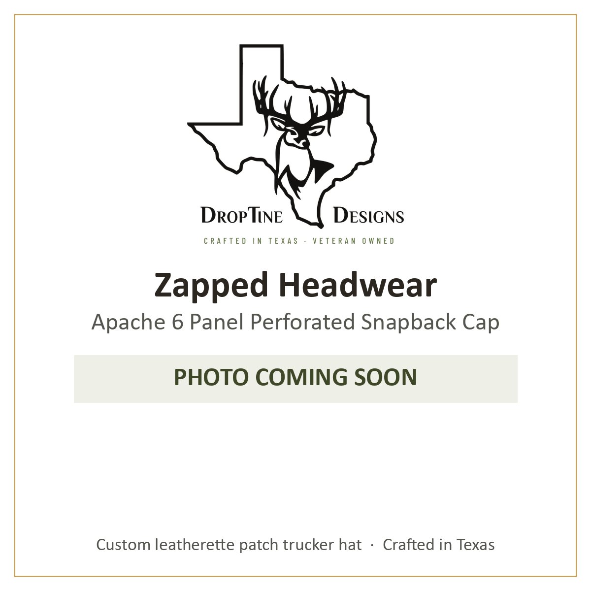 Photo coming soon: Zapped Headwear Apache 6 Panel Perforated Snapback Cap